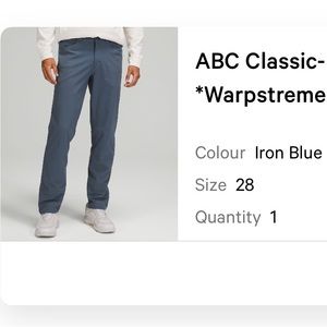 Lulu lemon mens classic fit 5 pocket pants 30 L